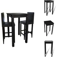 vidaXL Bartafel - Bartafels - Bar Tafel - Bar Tafels - Bartafel met 2 barkrukken zwart