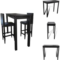 vidaXL Bartafel - Bartafels - Bar Tafel - Bar Tafels - Bartafel met 2 barkrukken zwart