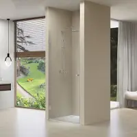 Van Rijn Nisdeur Draaideur 8 mm Met Vaste Wand 77x200 cm Chroom incl Zwart Muurprofiel