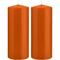Trend Candles 2x Kaarsen oranje 8 x 20 cm 119 branduren sfeerkaarsen - Stompkaarsen