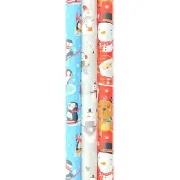 Benza Noël 3 cadeaupapier - Kerstpapier inpakpapier voor Kinderen - 3 meter x 70 cm - 3 rollen