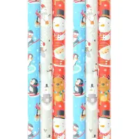 Benza Noël 3 cadeaupapier - Kerstpapier inpakpapier voor Kinderen - 3 meter x 70 cm - 6 rollen