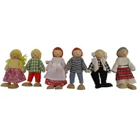Playwood Poppenhuis poppen familie, 6 stuks