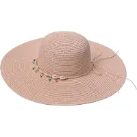 Clayre & Eef Hoed Dames Roze Papierstro Schelpen