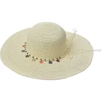 Clayre & Eef Hoed Dames Beige Papierstro Zonnehoed