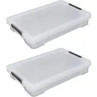 Whitefurze Allstore Opbergbox - 2x stuks - 12 liter - Transparant - 55 x 36 x 9 cm - Opbergbox