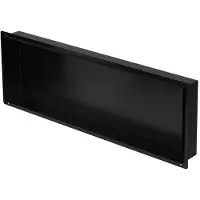 ECD-Germany Douchegarnituur 90x30 cm zwart roestvrij staal inbouwframe Wandgarnituur Douchebak LuxeBad
