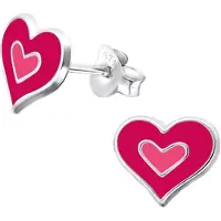 Montebello Princess Oorbellen Bassan Pink - 925 Zilver E-Coating - Hart - 8x9mm