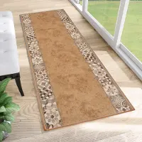 Tapiso Antislip Rubber Loper Vloerkleed Mat Bruin Beige Oriental Gang Woonkamer Rubbermat Tapijt Maat- 100x1250