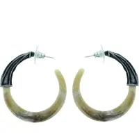 Behave - Oorbellen - Oorringen natuurbruin marmerlook - 4 cm