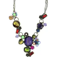 Behave - Ketting goudkleur met multi kleur stenen, 39 cm