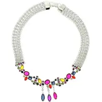 Behave - Korte ketting met gekleurde stenen - Nikkelvrij - 40cm