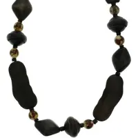 Behave - Lange bruine ketting met houten kralen 125cm