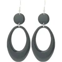 Behave - Oorhangers - Ovaal - Antraciet Grijze - 9 cm lang
