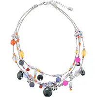 Behave Korte ketting lengte 40 cm, metaal, epoxy, hangers van glas kralen en metaal