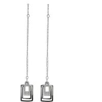 Behave oorbellen zilverkleur hangers rechthoek 10 cm – moderne stijl