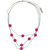 Behave - Zilverkleurige Ketting met Roze Parels - 38,5 cm + Verlengketting