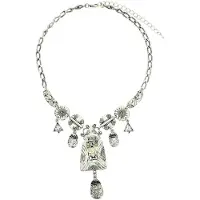 Behave ketting zilverkleur met bruine stenen 40,5 cm (+ 7,5 cm verlengketting)