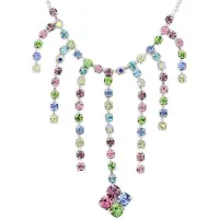 Behave - Zilverkleur ketting met kleurrijke steentjes - Feestelijke look