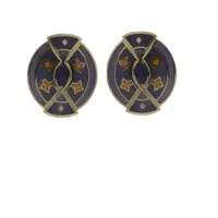 Behave - Oorknopjes dames - paars en bruin - 3 cm