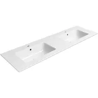 Ben Orrizon dubbele wastafel met 2 kraangaten 142,6x46cm wit Xtra glaze