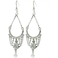 Behave - Oorhangers - Vintage glamour - Kroontje met parel - 8 cm