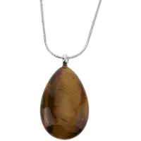 Behave – Ketting tijgeroog natuursteen – Druppelvorm zilverkleur boho