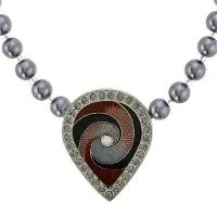 Behave - Ketting - Emaille Druppel - Parel - Grijs - 45 cm