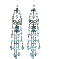 Behave - Bohemian Chandelier Oorbellen in Blauwtinten – Statement Sieraden van 12 cm Lang