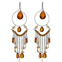 Behave - Statement oorbellen bruin kralen - Boho chic festival stijl