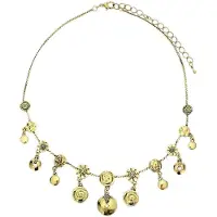 Behave - korte damesketting - munt hangers - boho stijl - goudkleur