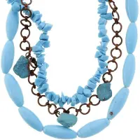 Behave - Damesketting turquoise lagen - Boho chic - 46 cm