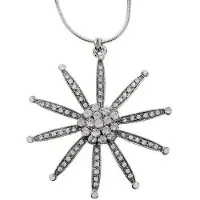 Behave Ketting zilverkleur met stenen bloem hanger 40,5 cm