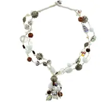 Behave - Witte ketting met glas- en keramieke kralen - Nikkelvrij - 65,5 cm