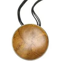 Behave Ketting van touw met ronde schelpenhanger 44 cm - Nikkelvrij