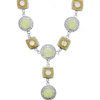 Behave - Crème Ketting - Vierkante en Ronde Hanger - 41 cm - Elegant Design