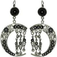 Behave - Oorhangers halve maan zwart - vintage boho stijl
