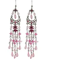 Behave - Bohemian Chandelier Oorbellen in Roze Tinten – Statement Sieraden van 12 cm Lang