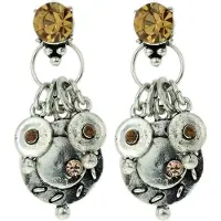 Behave - Dames oorbellen - Zilverkleur bruin detail - Retro look 4 cm