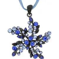 Behave - Ketting Met Bloemenhanger - Blauw - Statement Natuurstijl