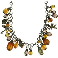 Behave - Ketting met bruine kralen en vintage hangers - Modeaccessoire voor romantische looks