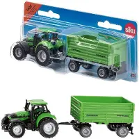 Siku Deutz AgroTron tractor met Fortuna trailer - Groen, metaal/kunststof