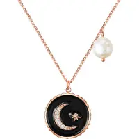 Valero Pearls Ketting rose-goud / zwart / parelwit