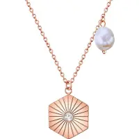 Valero Pearls Ketting rose-goud / transparant / parelwit