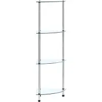 vidaXL Kastje 4-laags 30x30x100 cm gehard glas transparant
