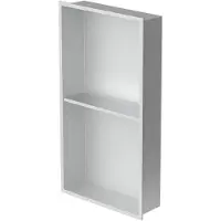 ECD-Germany Douchebak 2 niveaus 30x60 cm zilver roestvrij staal wandnis Douchebak LuxeBad
