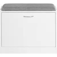 SoBuy Schoenenbank met Zitkussen, 60x47x24 cm, Wit