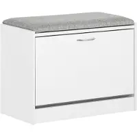 SoBuy Schoenen Opbergkist Met Zitkussen - Zitbank - Lichtgrijs - 60x46x30cm - FSR16-HG