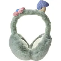 Clayre & Eef Oorwarmers Kinderen one size Groen Pluche Paddenstoelen