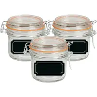 Urban Living Weckpot/inmaakpot - 4x - 200 ml - glas - met beugelsluiting - incl. etiketten - Weckpotten